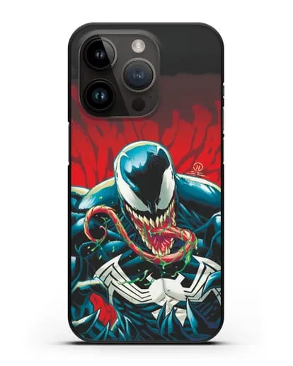 Чехол Злобный Веном (Venom) с языком силиконовый для iPhone 14 Pro