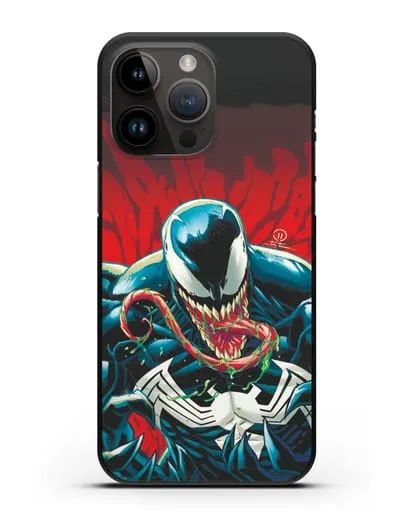 Чехол Злобный Веном (Venom) с языком силиконовый для iPhone 14 Pro Max