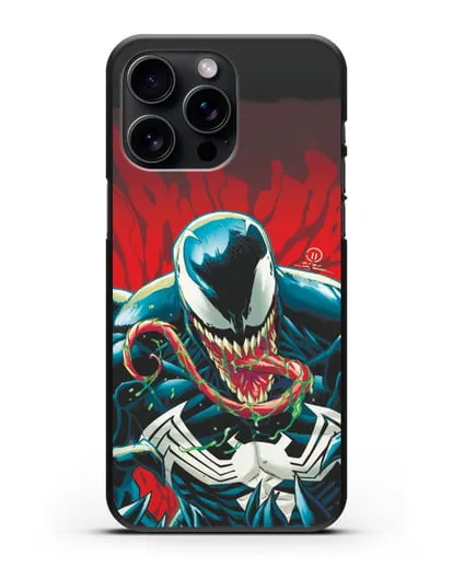 Чехол Злобный Веном (Venom) с языком силиконовый для iPhone 15 Pro Max