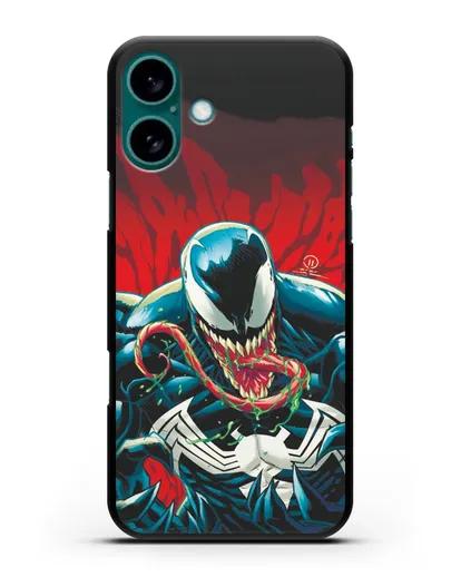 Чехол Злобный Веном (Venom) с языком силиконовый для iPhone 16 Plus