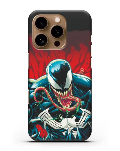 Чехол Злобный Веном (Venom) с языком силиконовый для iPhone 16 Pro