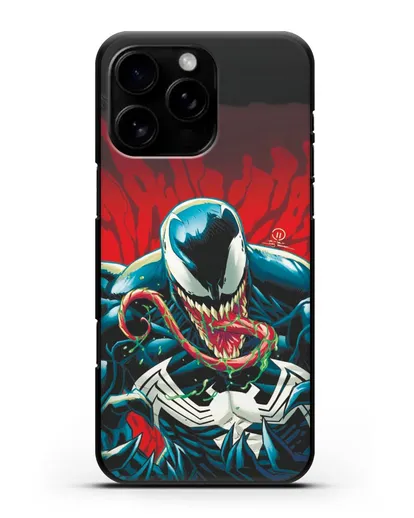 Чехол Злобный Веном (Venom) с языком силиконовый для iPhone 16 Pro Max