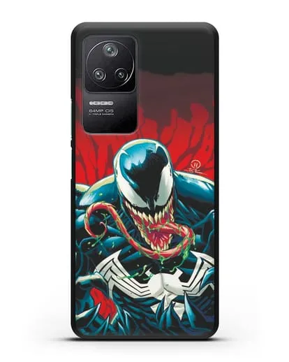 Чехол Злобный Веном (Venom) с языком силиконовый для Xiaomi Poco F4