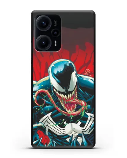 Чехол Злобный Веном (Venom) с языком силиконовый для Xiaomi Poco F5