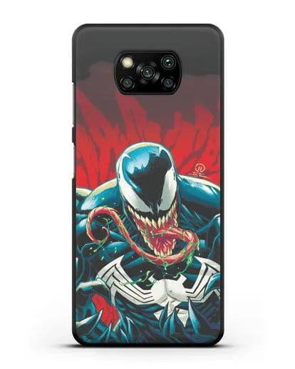 Чехол Злобный Веном (Venom) с языком силиконовый для Xiaomi Poco X3