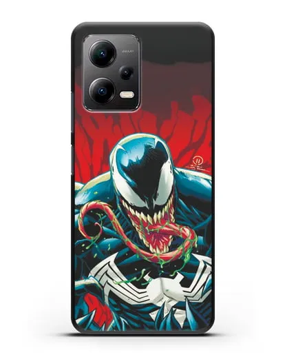 Чехол Злобный Веном (Venom) с языком силиконовый для Xiaomi Poco X5