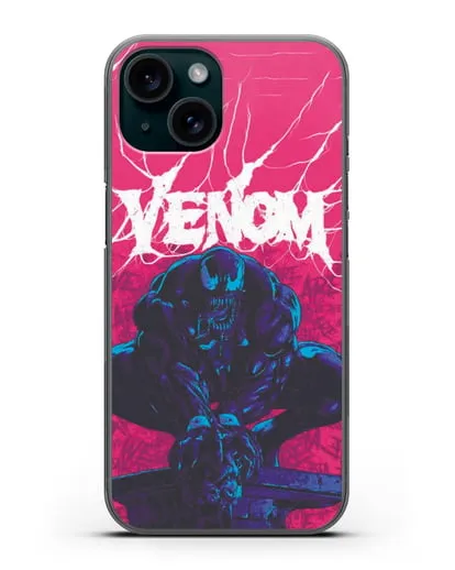 Чехол Веном (Venom) готов напасть силиконовый для iPhone 15