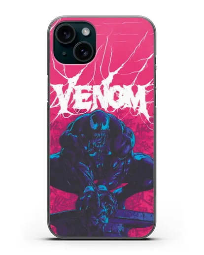 Чехол Веном (Venom) готов напасть силиконовый для iPhone 15 Plus