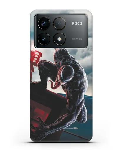 Чехол с иллюстрацией Веном (Venom) нападает силиконовый для Xiaomi Poco F6 Pro
