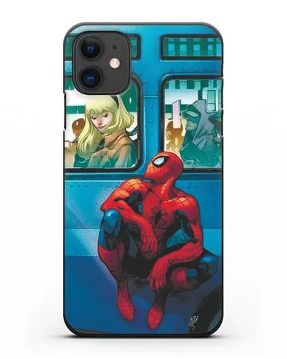 Чехол с принтом Человек-паук в общественном месте силиконовый для iPhone 11