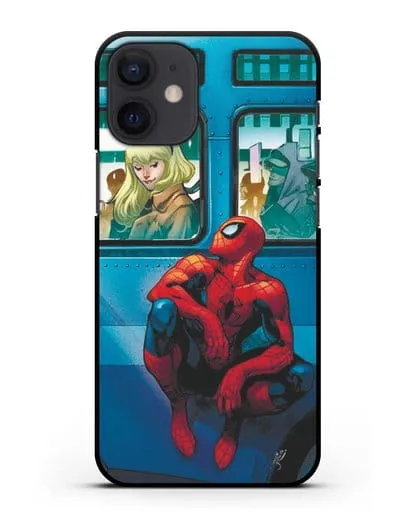 Чехол с принтом Человек-паук в общественном месте силиконовый для iPhone 12 mini