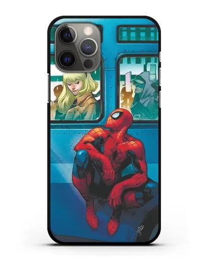 Чехол с принтом Человек-паук в общественном месте силиконовый для iPhone 12 Pro