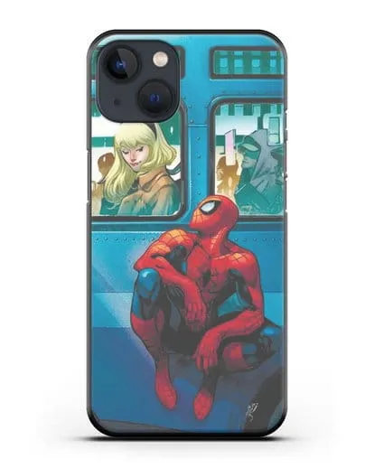 Чехол с принтом Человек-паук в общественном месте силиконовый для iPhone 13