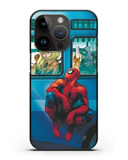 Чехол с принтом Человек-паук в общественном месте силиконовый для iPhone 14 Pro