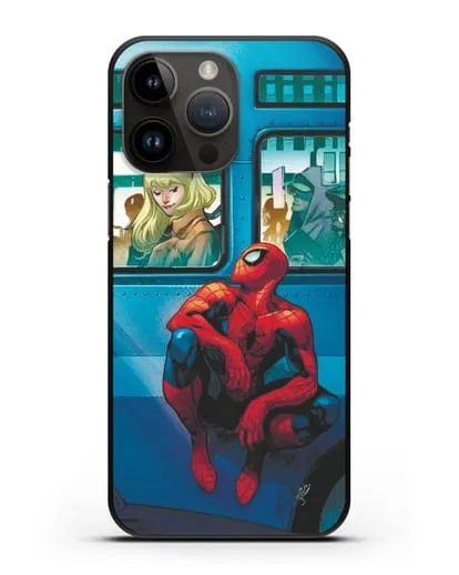 Чехол с принтом Человек-паук в общественном месте силиконовый для iPhone 14 Pro Max