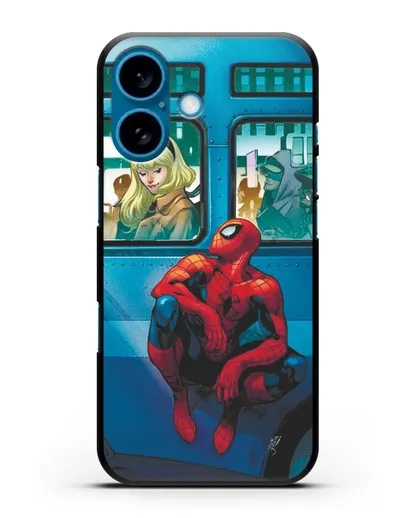 Чехол с принтом Человек-паук в общественном месте силиконовый для iPhone 16