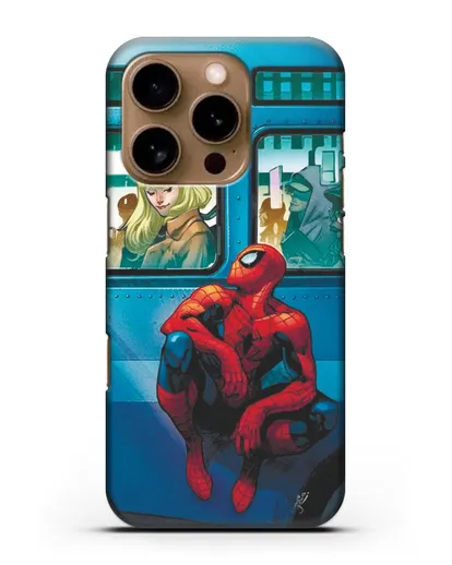 Чехол с принтом Человек-паук в общественном месте силиконовый для iPhone 16 Pro