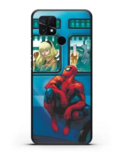 Чехол с принтом Человек-паук в общественном месте силиконовый для Xiaomi Poco C40