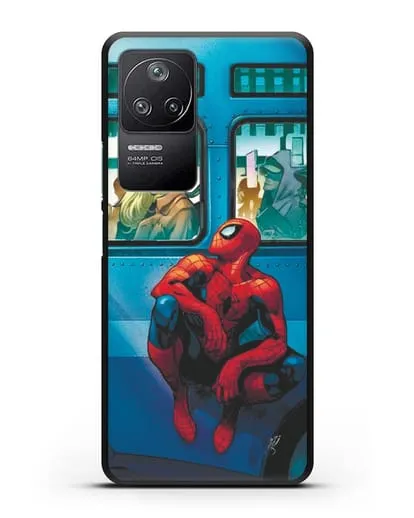 Чехол с принтом Человек-паук в общественном месте силиконовый для Xiaomi Poco F4