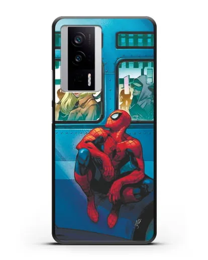 Чехол с принтом Человек-паук в общественном месте силиконовый для Xiaomi Poco F5 Pro