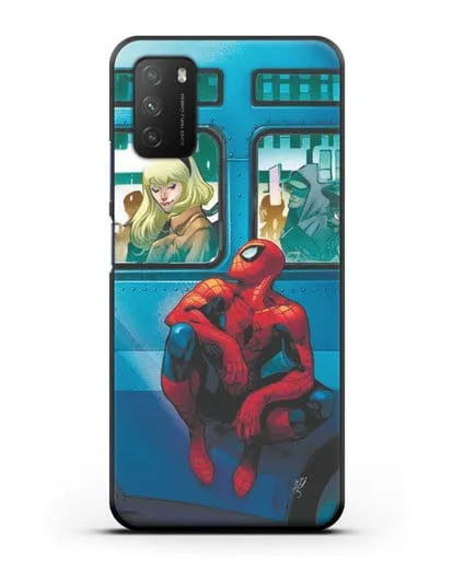 Чехол с принтом Человек-паук в общественном месте силиконовый для Xiaomi Poco M3