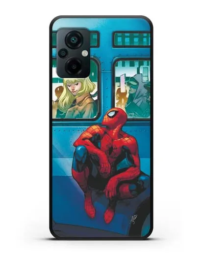 Чехол с принтом Человек-паук в общественном месте силиконовый для Xiaomi Poco M5