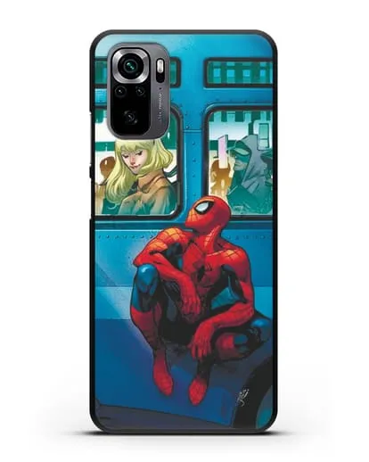 Чехол с принтом Человек-паук в общественном месте силиконовый для Xiaomi Poco M5s