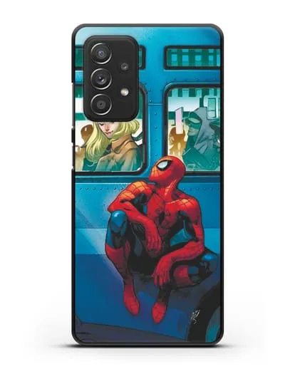 Чехол с принтом Человек-паук в общественном месте силиконовый для Samsung Galaxy A53