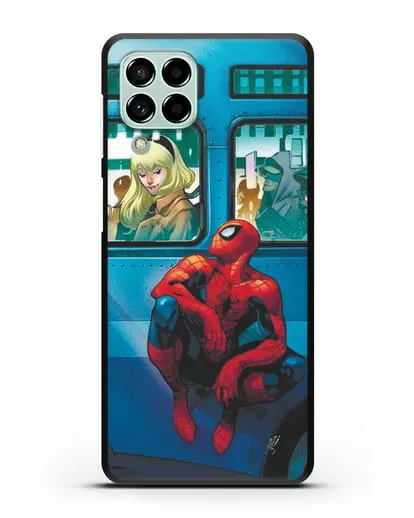 Чехол с принтом Человек-паук в общественном месте силиконовый для Samsung Galaxy M53 [SM-M536]