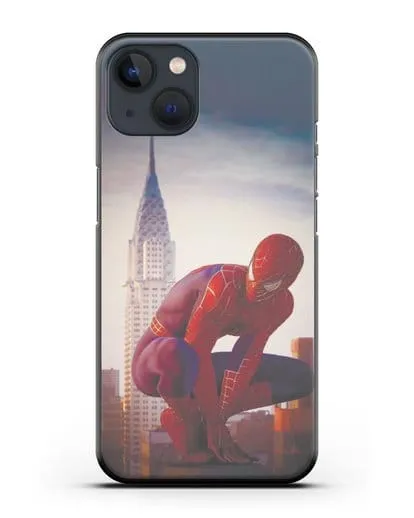 Чехол с принтом Человек-паук над городом силиконовый для iPhone 13