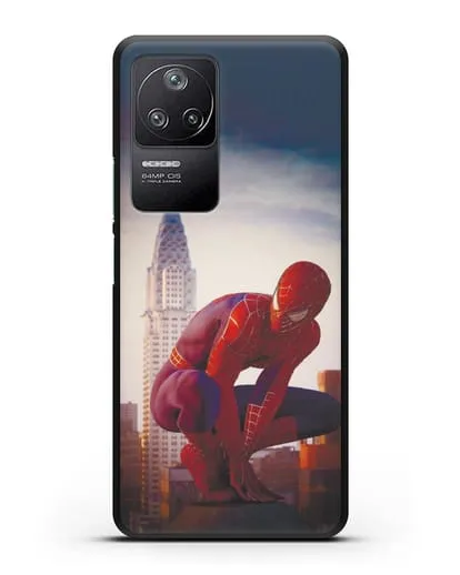Чехол с принтом Человек-паук над городом силиконовый для Xiaomi Poco F4