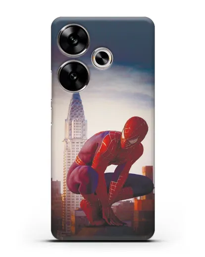 Чехол с принтом Человек-паук над городом силиконовый для Xiaomi Poco F6