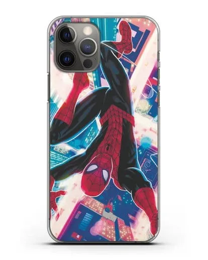 Чехол Человек-паук над ночным городом силиконовый для iPhone 12 Pro