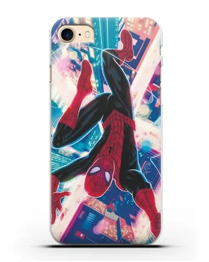 Чехол Человек-паук над ночным городом силиконовый для iPhone 7