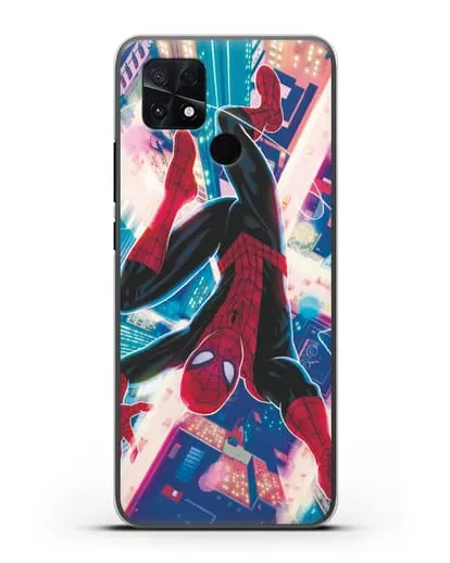 Чехол Человек-паук над ночным городом силиконовый для Xiaomi Poco C40