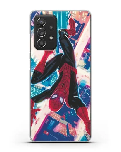 Чехол Человек-паук над ночным городом силиконовый для Samsung Galaxy A53