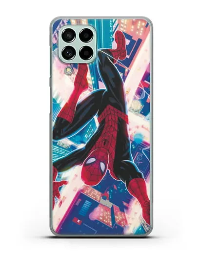 Чехол Человек-паук над ночным городом силиконовый для Samsung Galaxy M53 [SM-M536]