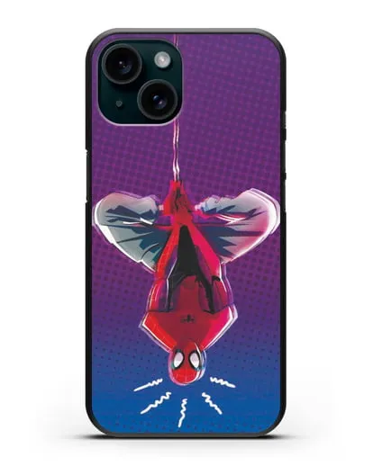Чехол Человек-паук висит силиконовый для iPhone 15