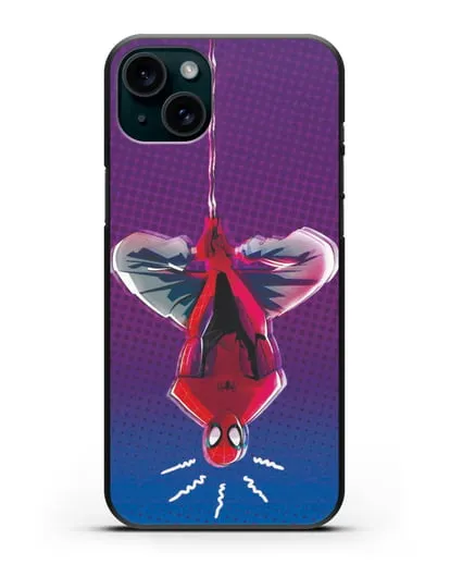 Чехол Человек-паук висит силиконовый для iPhone 15 Plus