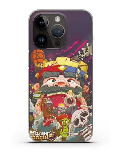 Чехол с принтом Клэш Рояль (Clash Royale) - Красно-синий король силиконовый для iPhone 14 Pro
