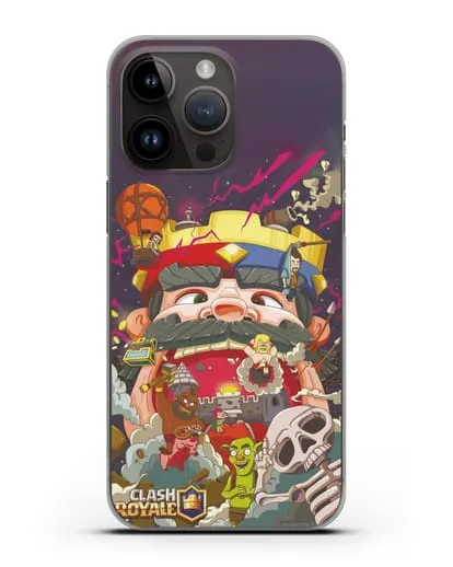 Чехол с принтом Клэш Рояль (Clash Royale) - Красно-синий король силиконовый для iPhone 14 Pro Max