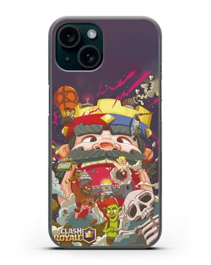 Чехол с принтом Клэш Рояль (Clash Royale) - Красно-синий король силиконовый для iPhone 15