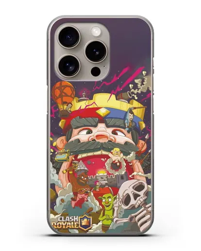 Чехол с принтом Клэш Рояль (Clash Royale) - Красно-синий король силиконовый для iPhone 15 Pro