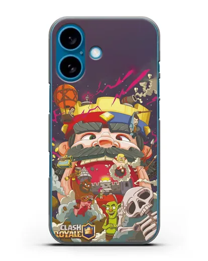 Чехол с принтом Клэш Рояль (Clash Royale) - Красно-синий король силиконовый для iPhone 16