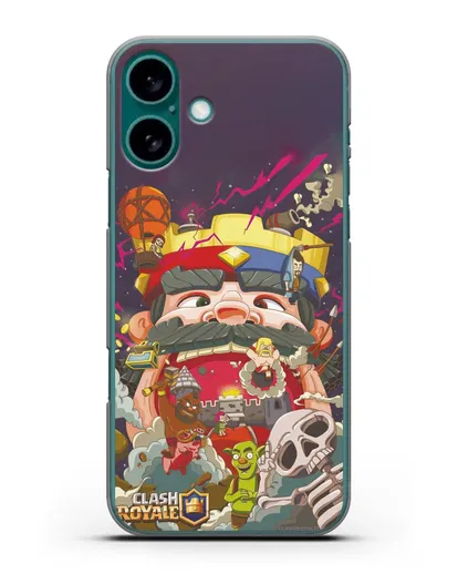 Чехол с принтом Клэш Рояль (Clash Royale) - Красно-синий король силиконовый для iPhone 16 Plus