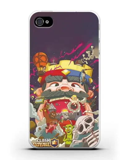 Чехол с принтом Клэш Рояль (Clash Royale) - Красно-синий король силиконовый для iPhone 4/4s