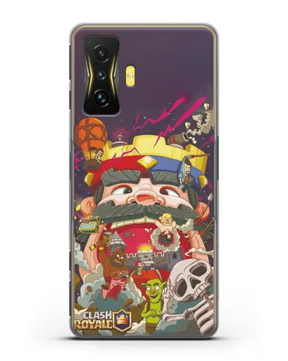 Чехол с принтом Клэш Рояль (Clash Royale) - Красно-синий король силиконовый для Xiaomi Poco F4 GT