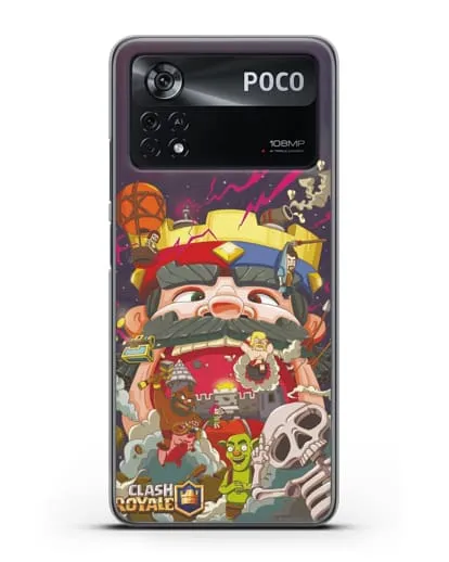 Чехол с принтом Клэш Рояль (Clash Royale) - Красно-синий король силиконовый для Xiaomi Poco X4 Pro