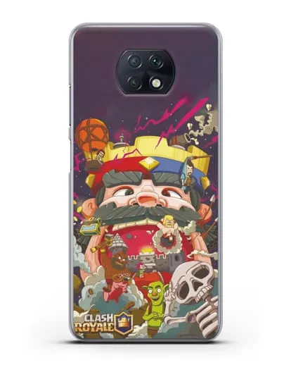 Чехол с принтом Клэш Рояль (Clash Royale) - Красно-синий король силиконовый для Xiaomi Redmi Note 9T