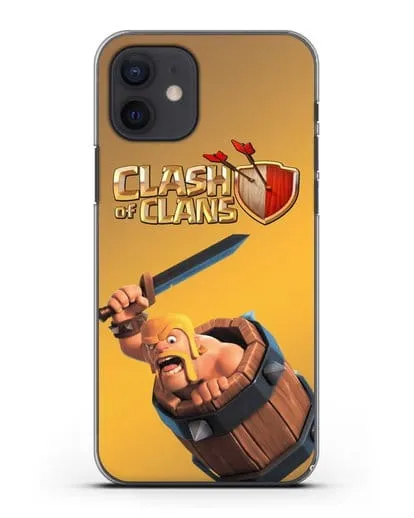Чехол Clash of Clans (Клэш оф Кланс) - Варвар в бочке силиконовый для iPhone 12